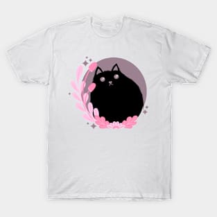 Black Cat with Mushrooms T-Shirt